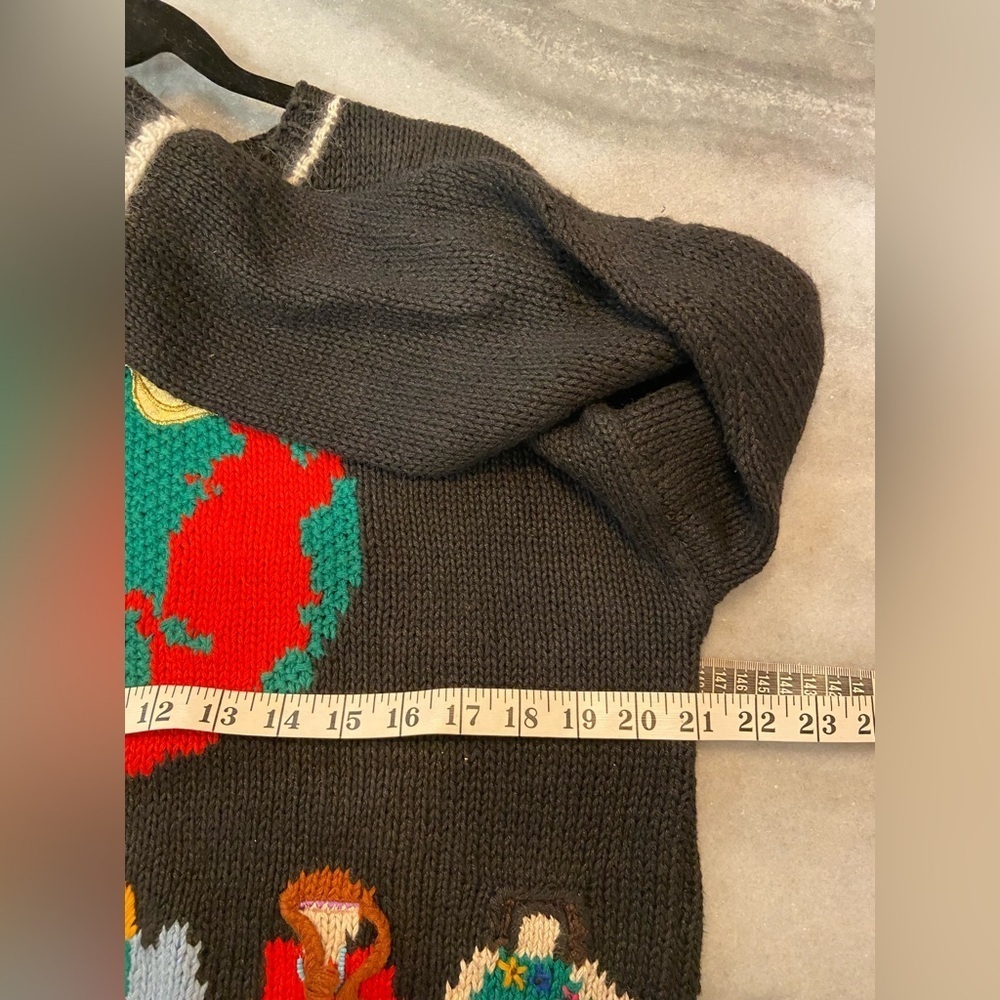 VTG Marisa Christina Size M/L Hand Knit Christmas Sweater World Peace Globe - Picture 8 of 9